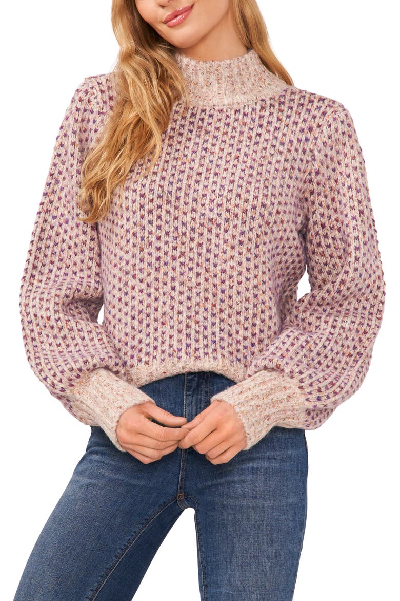 Marled Blouson Sleeve Jacquard Sweater, Main, color, CEREAL