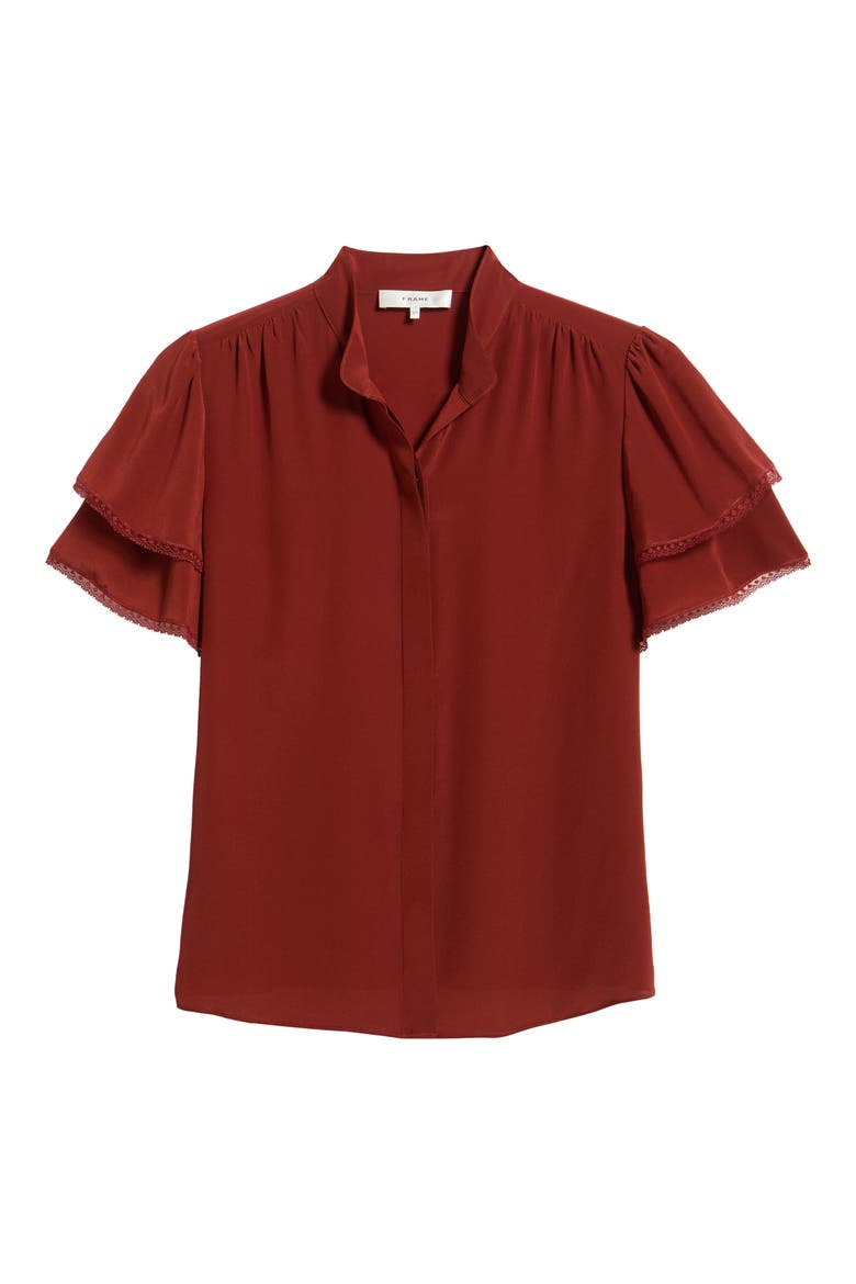 Arcadia Layered Ruffle Silk Top, Alternate, color, PAPRIKA