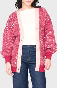 GIBSONLOOK Friday Colorblock Sequin Cardigan