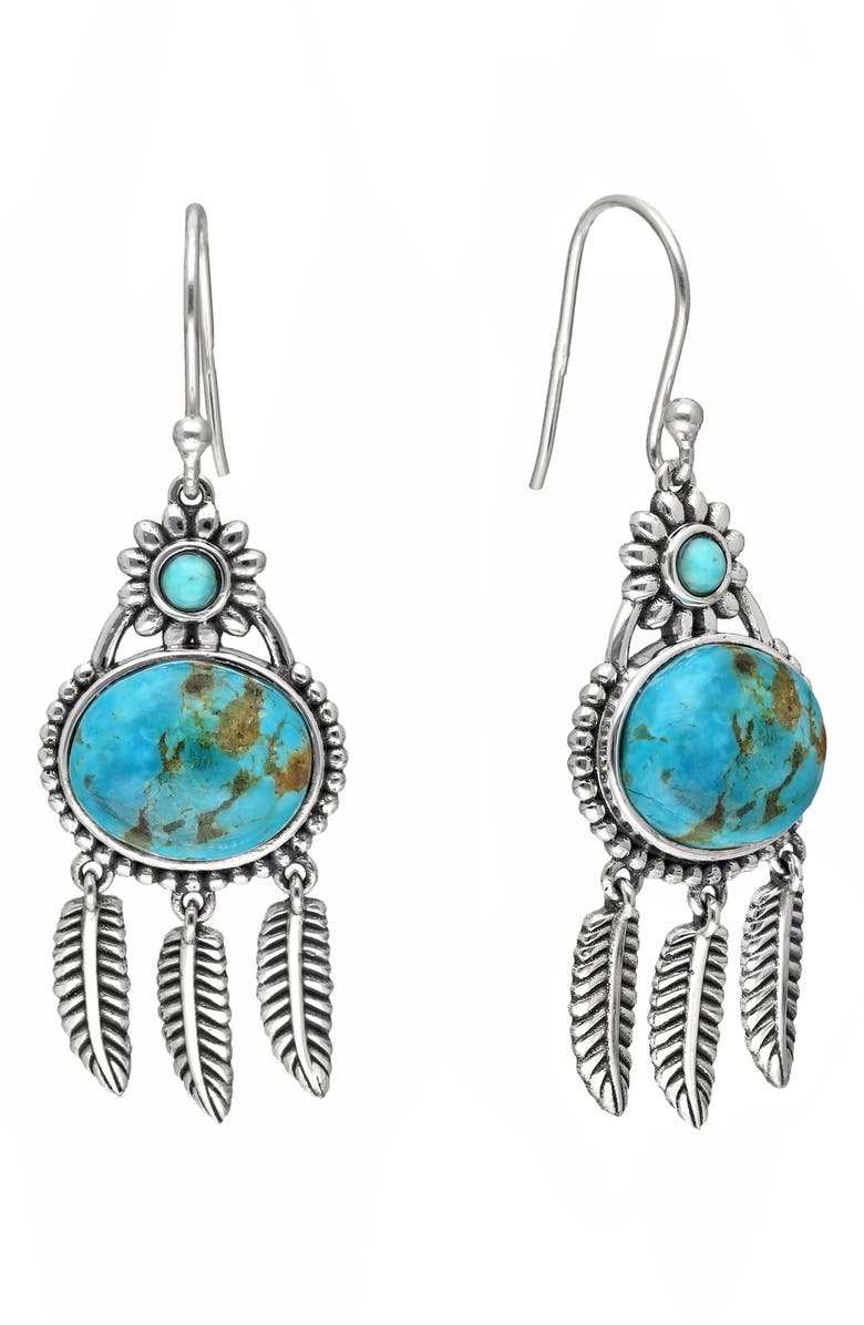 YS GEMS Turquoise Feather Drop Earrings, Main, color, Blue
