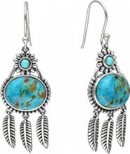YS GEMS Turquoise Feather Drop Earrings