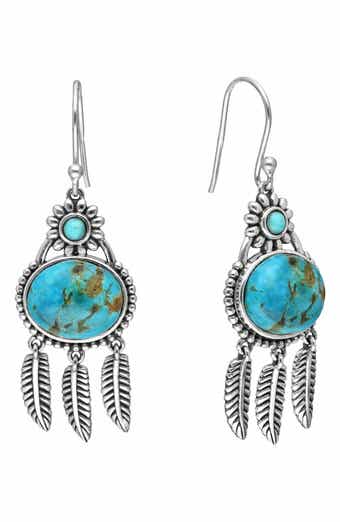YS GEMS Turquoise Feather Drop Earrings