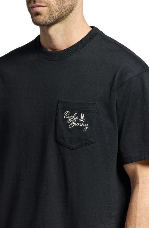 Psycho Bunny Desert Relaxed Fit Embroidered Heavyweight Pocket T-shirt In Black