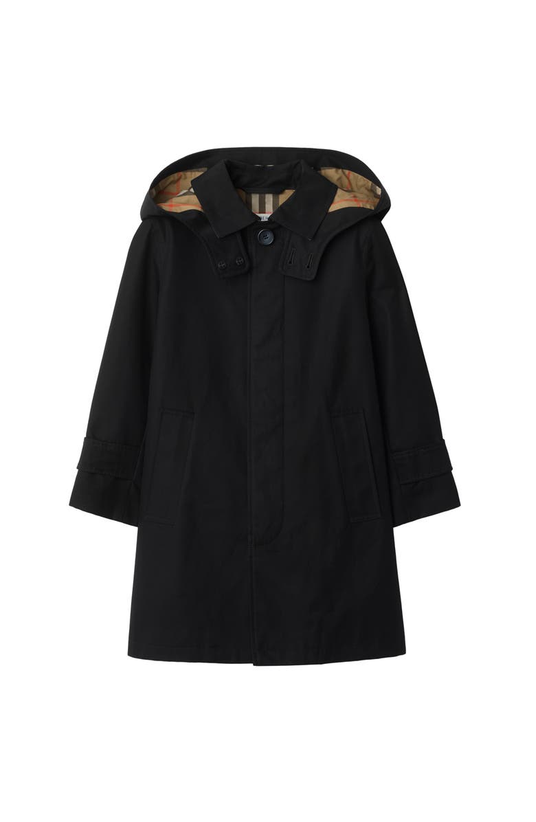 Burberry Cotton Hooded Car Coat, Main, color, Black