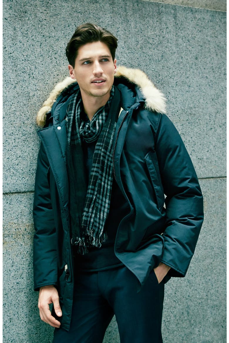 John Rich Arctic Parka with Genuine Coyote Fur Trim, Alternate, color, NAVY