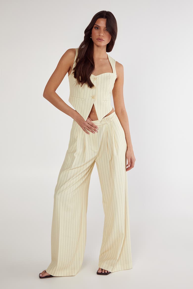 Pinstripe Tailored Pants, Alternate, color, Butter