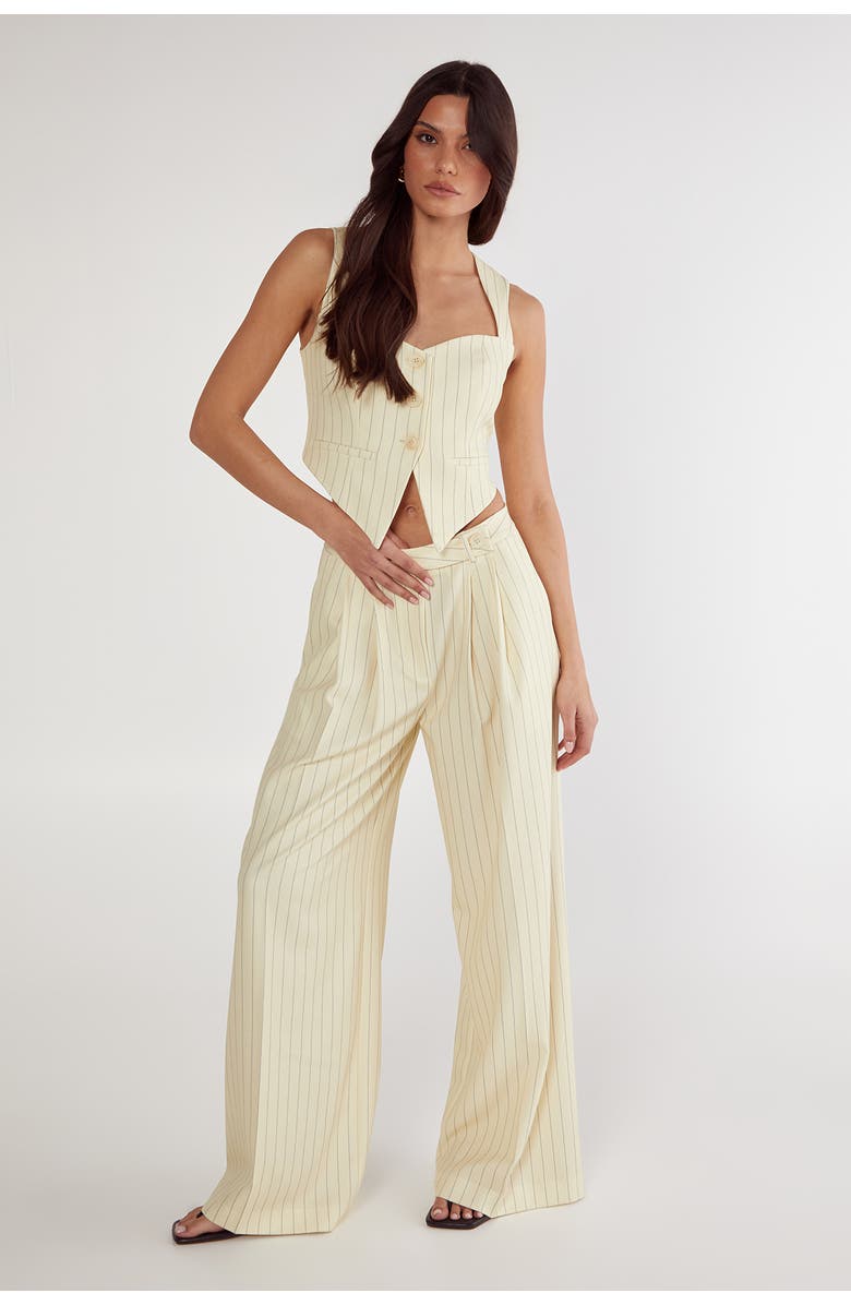 NASTY GAL Pinstripe Tailored Pants, Alternate, color, Butter