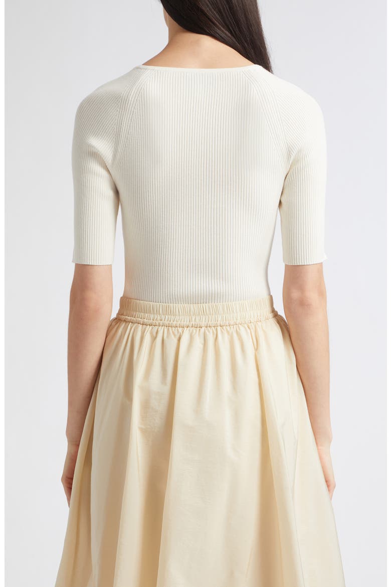 Rib Short Sleeve Sweater, Alternate, color, ECRU