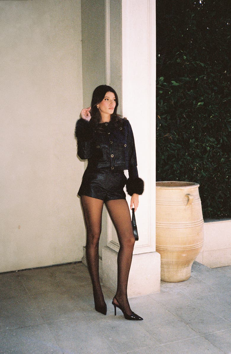 WAYF x CHÉRIE MADELEINE Faux Leather & Faux Fur Jacket, Alternate, color,