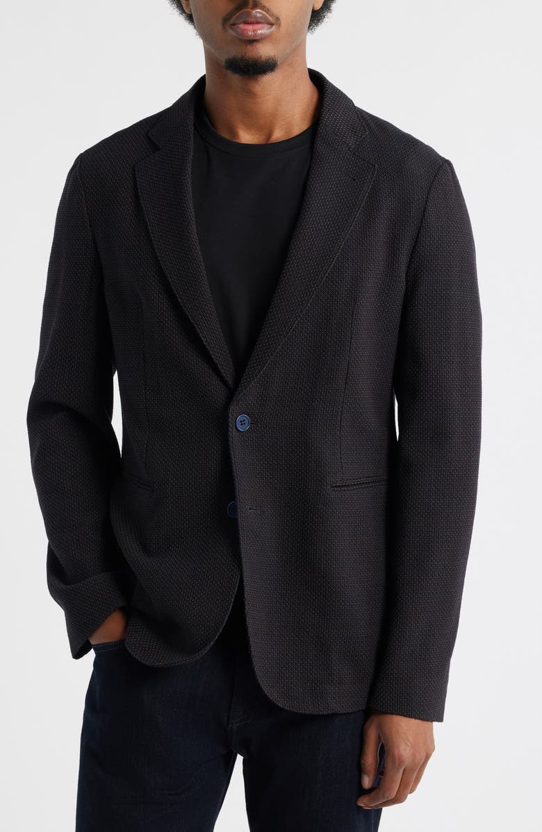 Emporio Armani Brown Textured Stretch Wool Sport Coat, Alternate, color, Black/ Brown