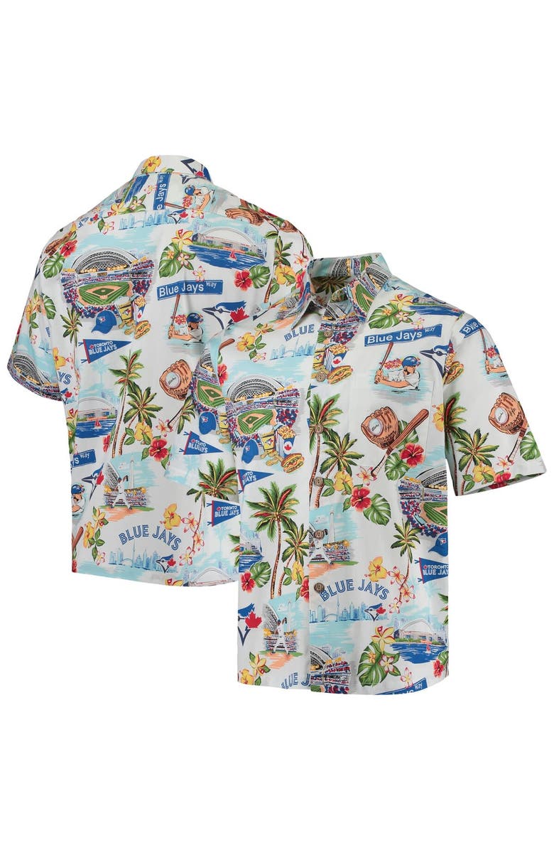 Reyn Spooner Men's Reyn Spooner White Toronto Blue Jays Scenic Button-Up Shirt, Main, color, 