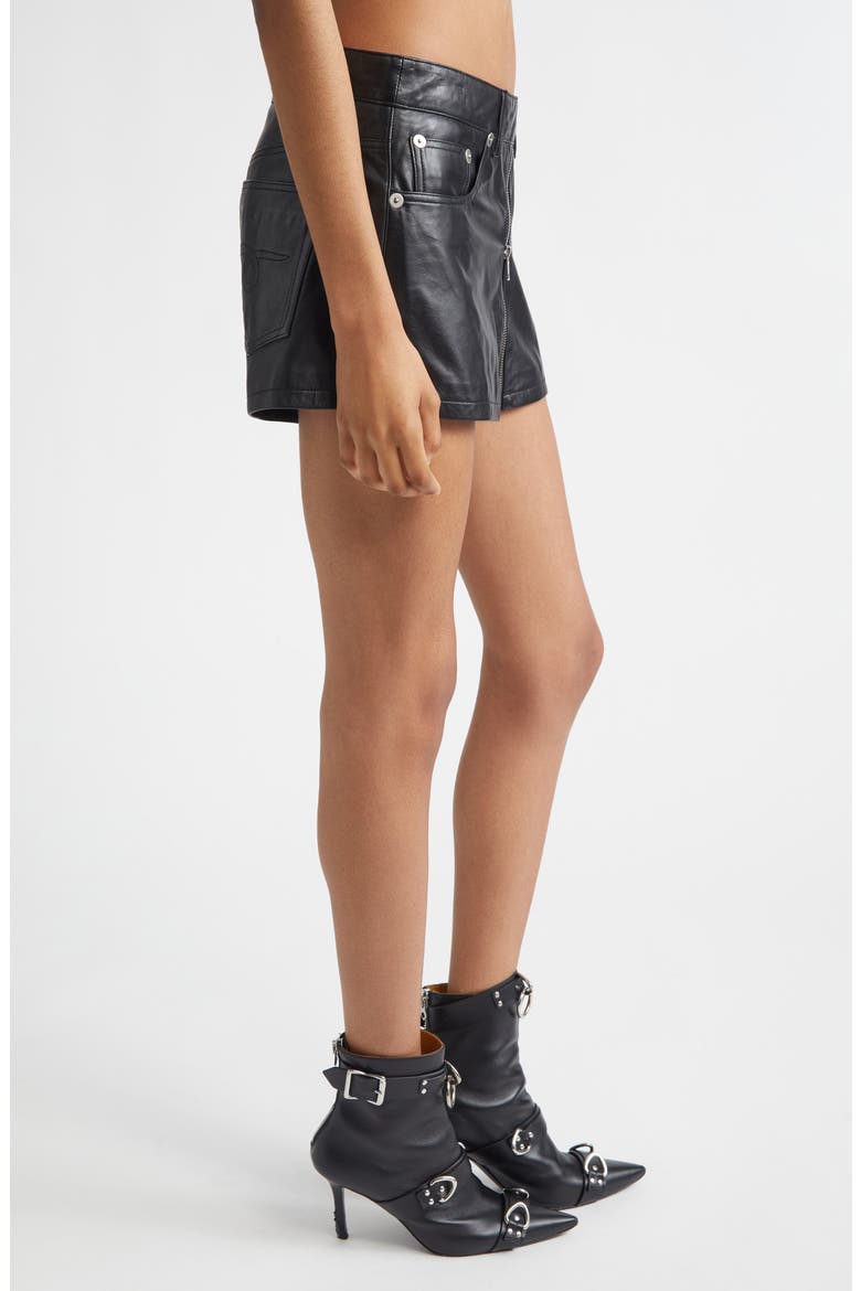 Front Zip Leather Skort, Alternate, color, BLACK