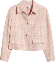 Anne Klein Collared Tweed Crop Jacket