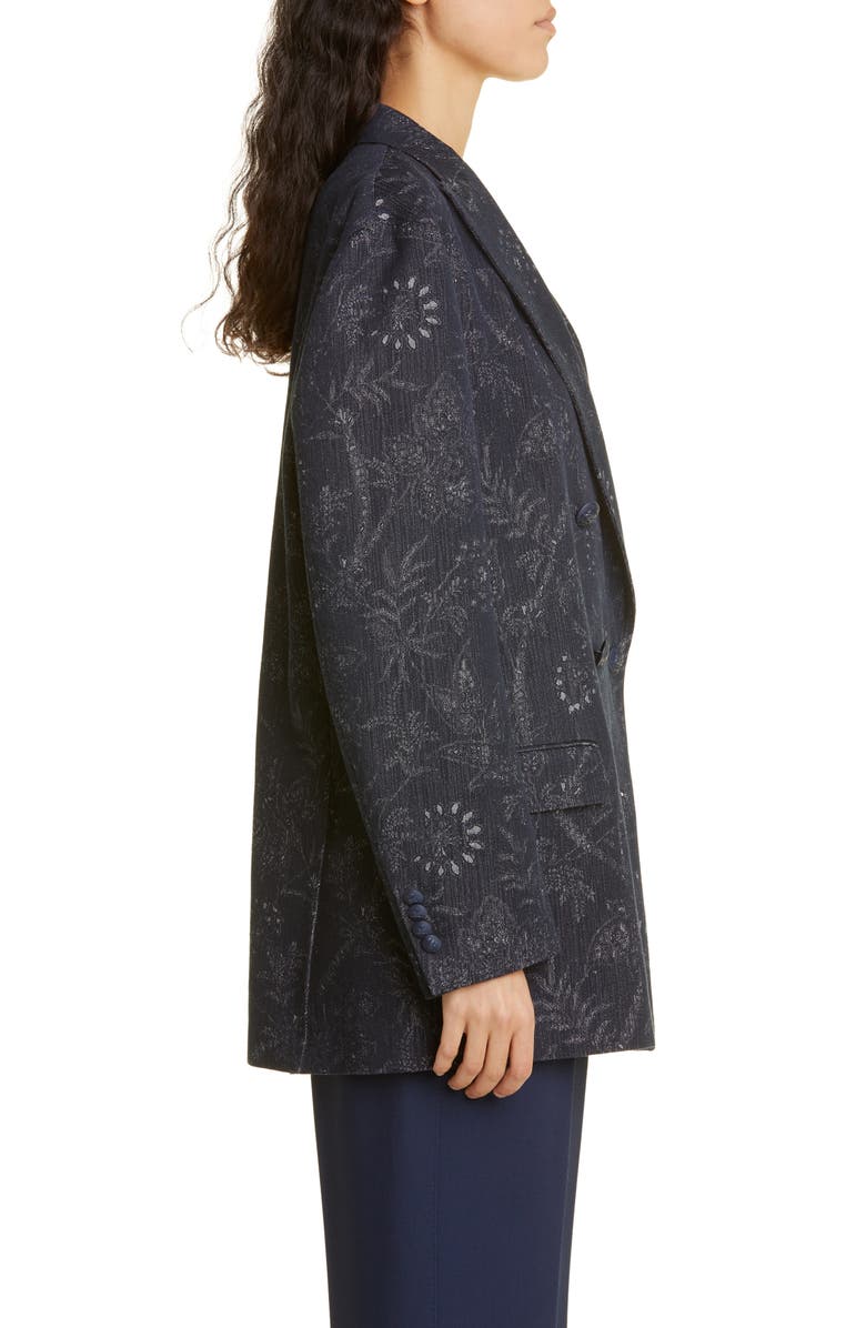Etro Floral Double Breasted Cotton Blend Jacket, Alternate, color, 