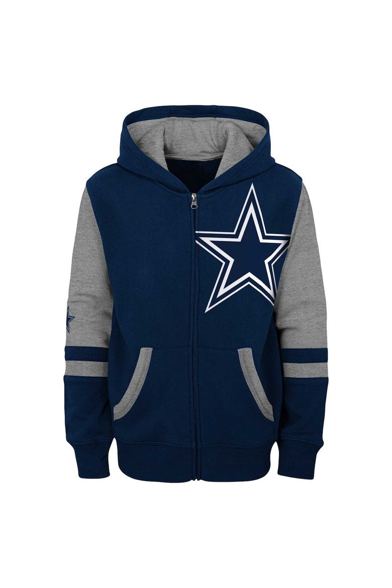 Youth Navy Dallas Cowboys Colorblock Full-Zip Hoodie, Alternate, color, Navy