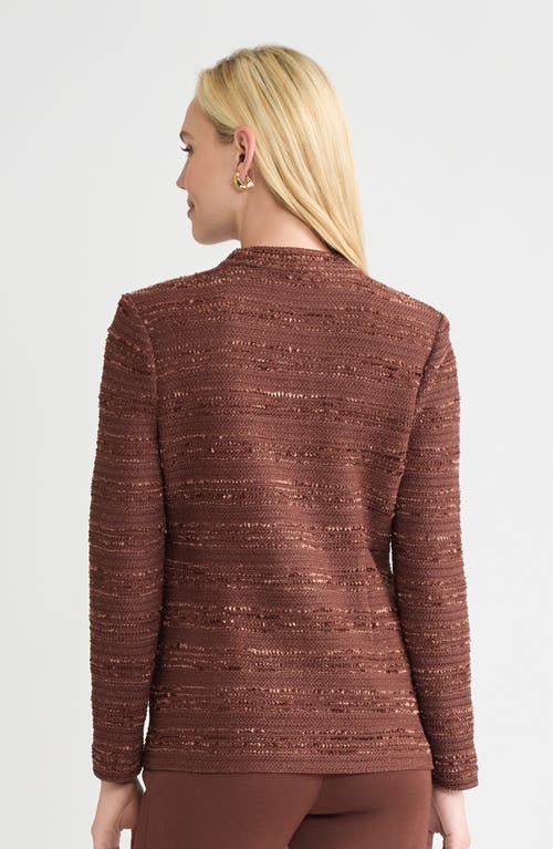 Misook Tailored Tonal Ribbon Knit Jacket In Brown