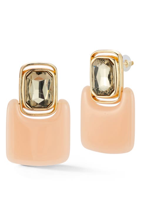 Crystal Rectangle Drop Earrings