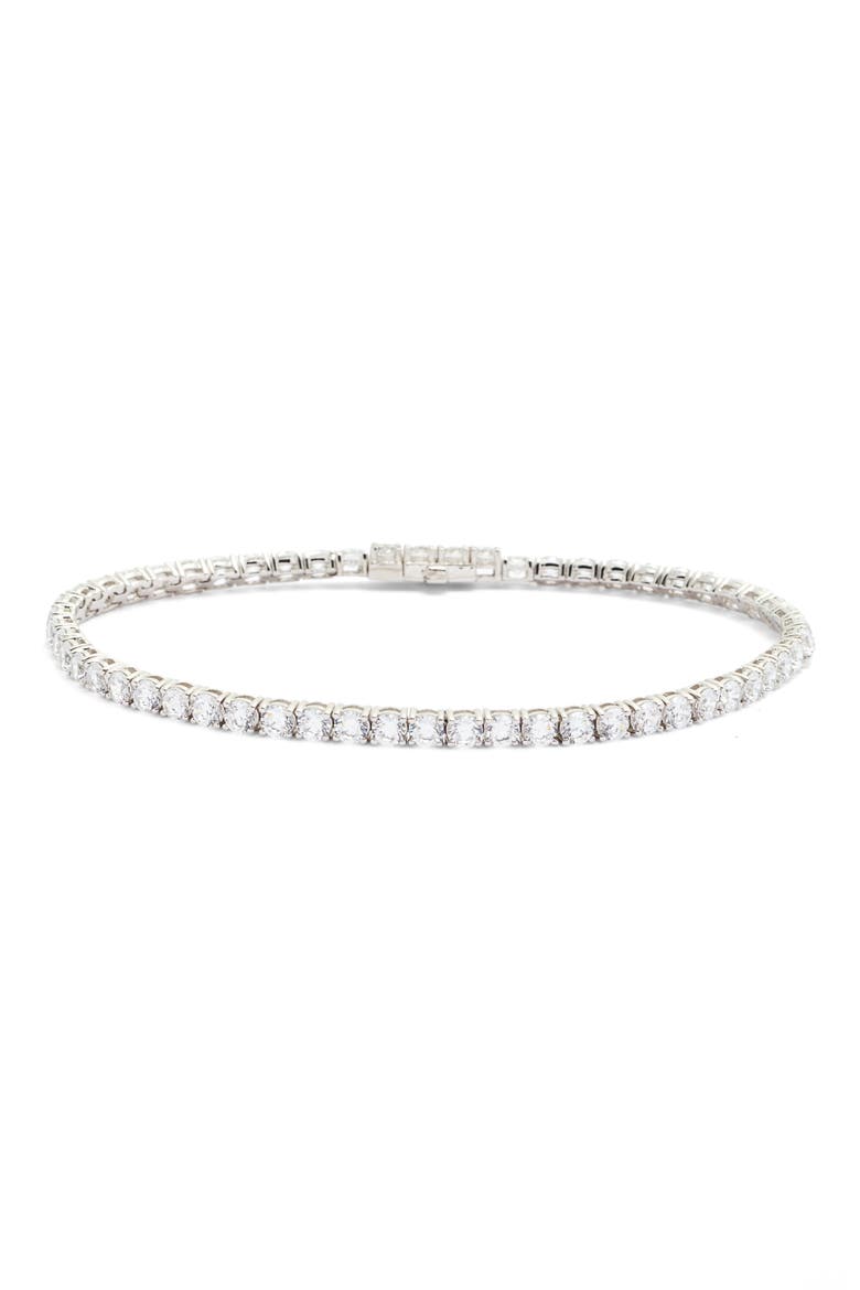 Classic Simulated Diamond Tennis Bracelet, Main, color, SILVER