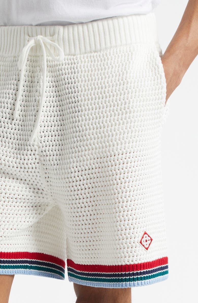 Casablanca Sporty Faux Crochet Cotton Shorts, Alternate, color, 