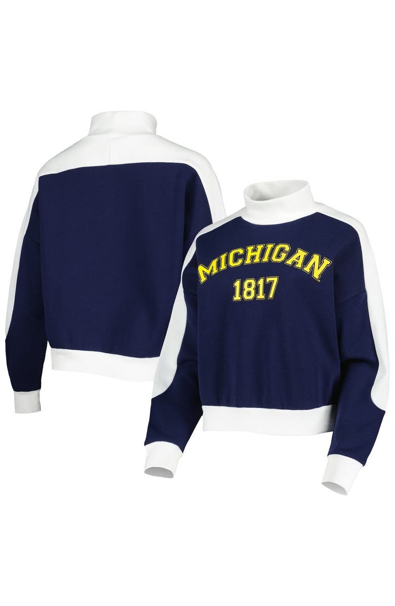 GAMEDAY COUTURE Women's Gameday Couture Navy Michigan Wolverines Make it a Mock Sporty Pullover Sweatshirt, Main, color, 