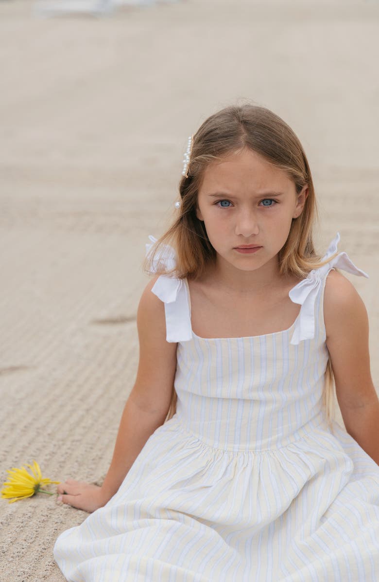 Hope & Henry Kids' Linen Bow Shoulder Dress, Alternate, color, Sunlit Stripe