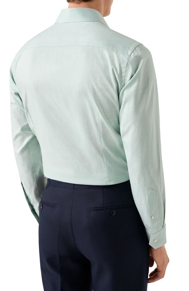 Eton Contemporary Fit Solid Green Cotton Dobby Dress Shirt, Alternate, color, Medium Green