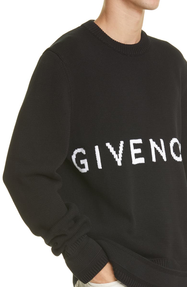 Givenchy Intarsia Logo Cotton Sweater, Alternate, color,