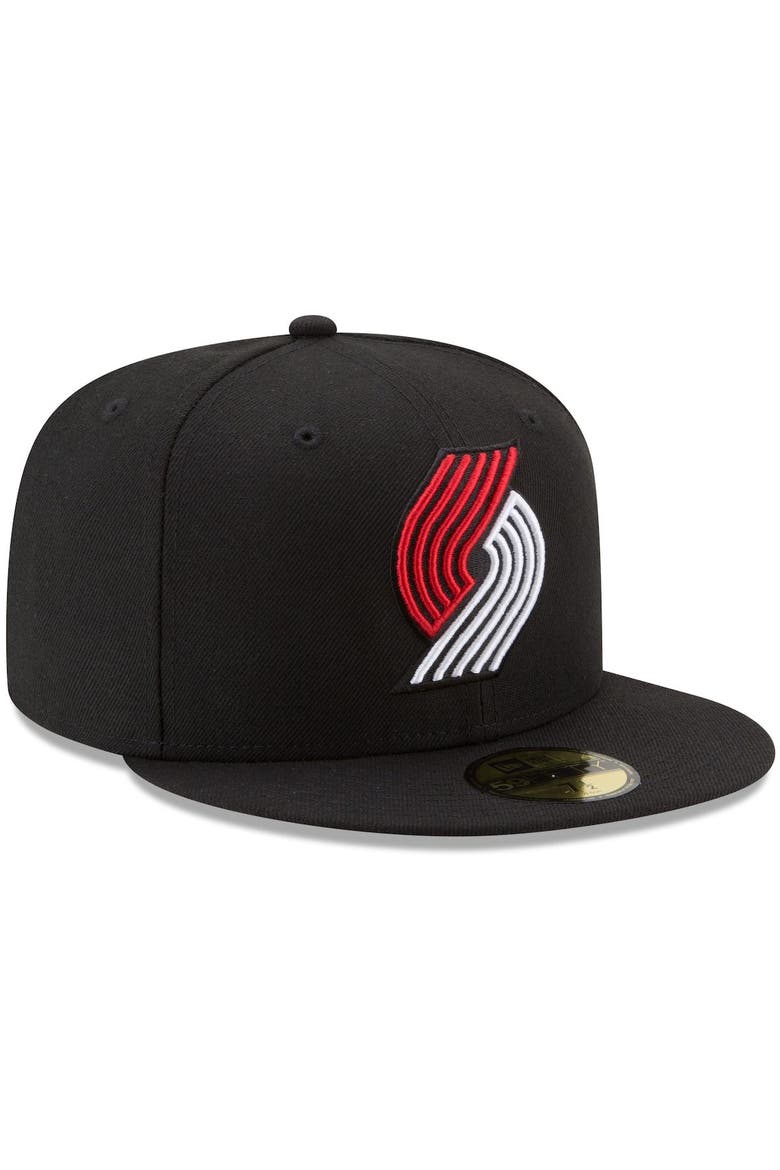 Men's New Era Black Portland Trail Blazers Official Team Color 59FIFTY Fitted Hat, Alternate, color, BLACK