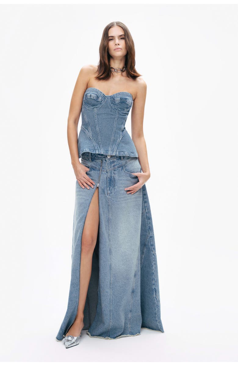 Nocturne Sweetheart Neckline Denim Blouse, Alternate, color, 