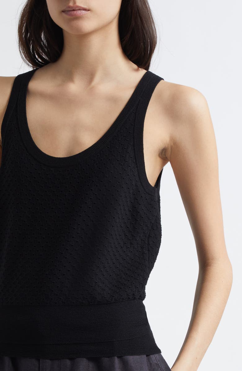 Vince Double Layer Mesh Sweater Tank, Alternate, color, Black