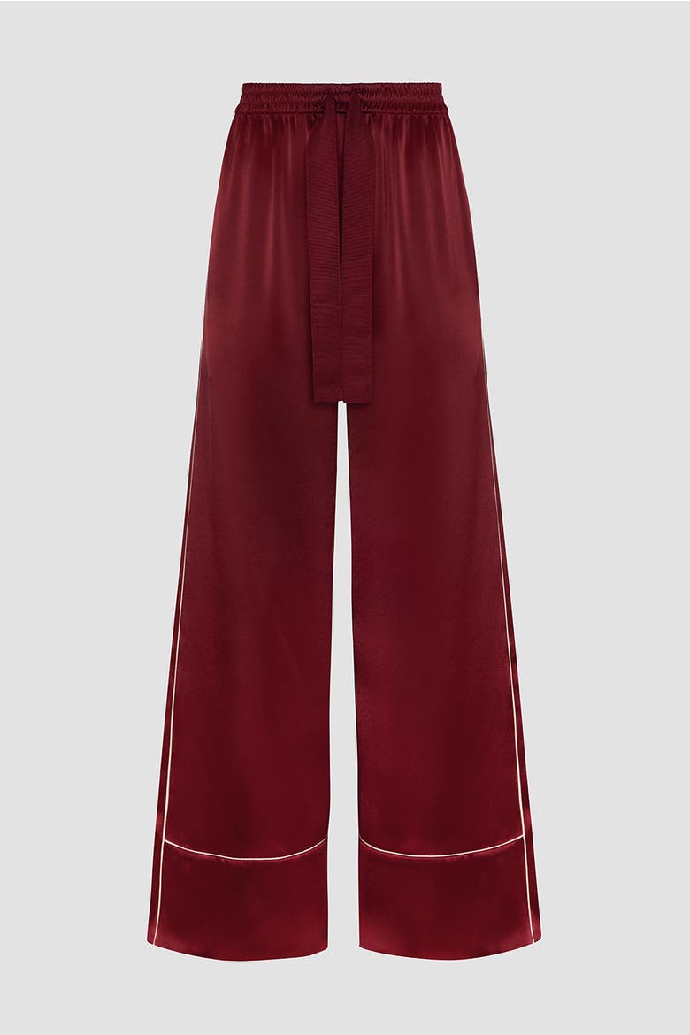 Nael Satin Wide Leg Trousers, Alternate, color, Deep Burgundy