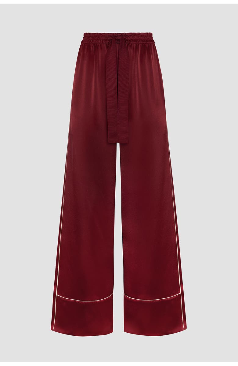 Roksanda Nael Satin Wide Leg Trousers, Alternate, color, Deep Burgundy