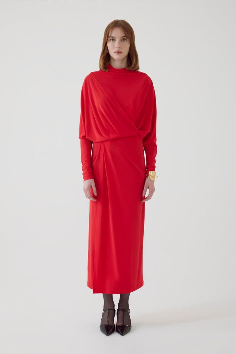 Alessio Midi Dress, Alternate, color, RED