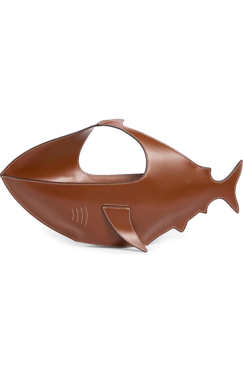 STAUD Leather Shark Bag, Main, color, Tabacco