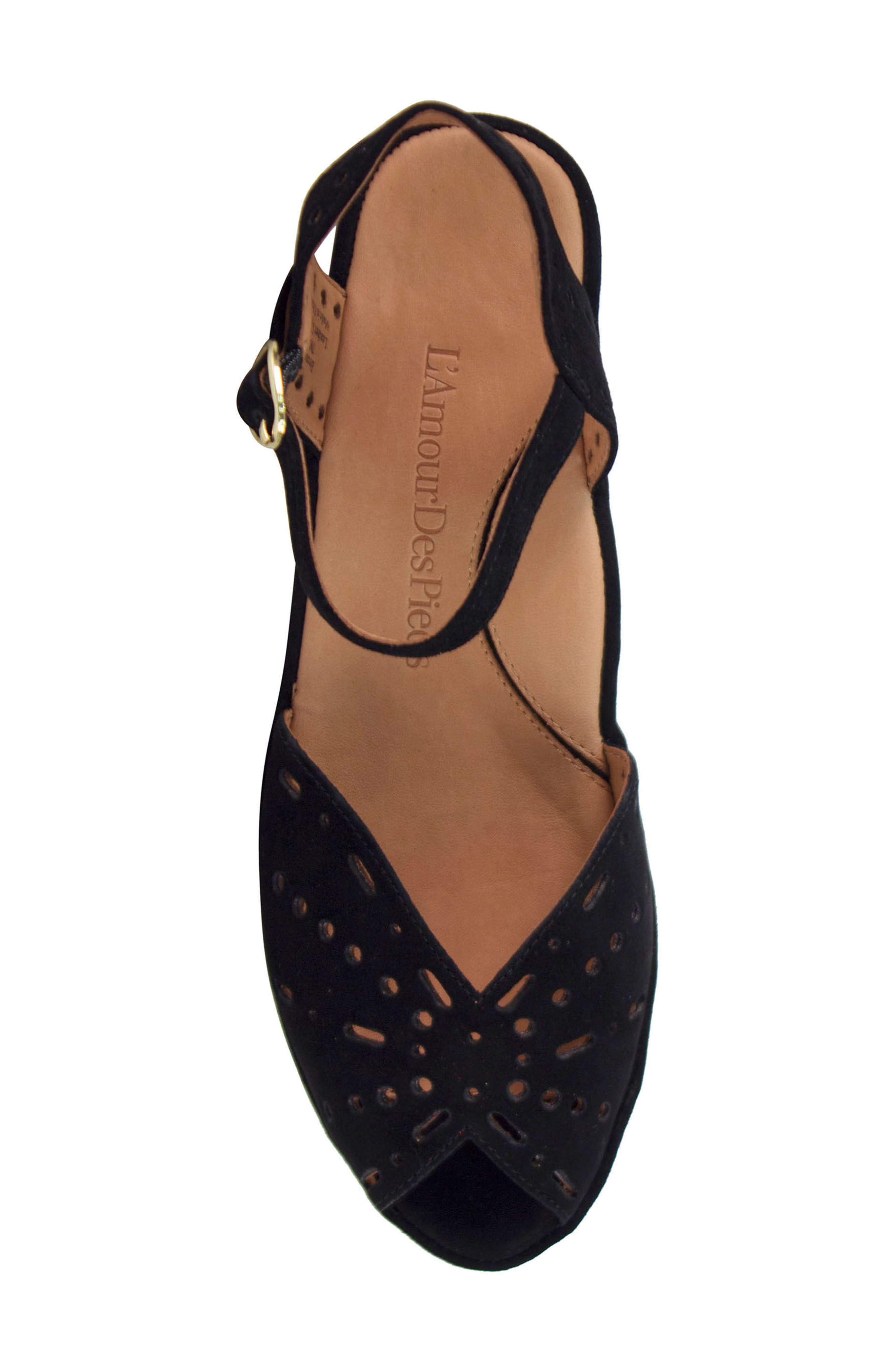 L'Amour des Pieds 'Brenn' Ankle Strap Sandal, Alternate, color, Black Suede