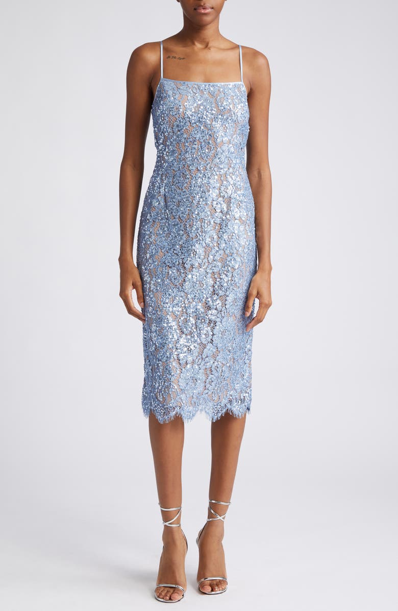 Michael Kors Collection Sequin Lace Cocktail Dress, Main, color,