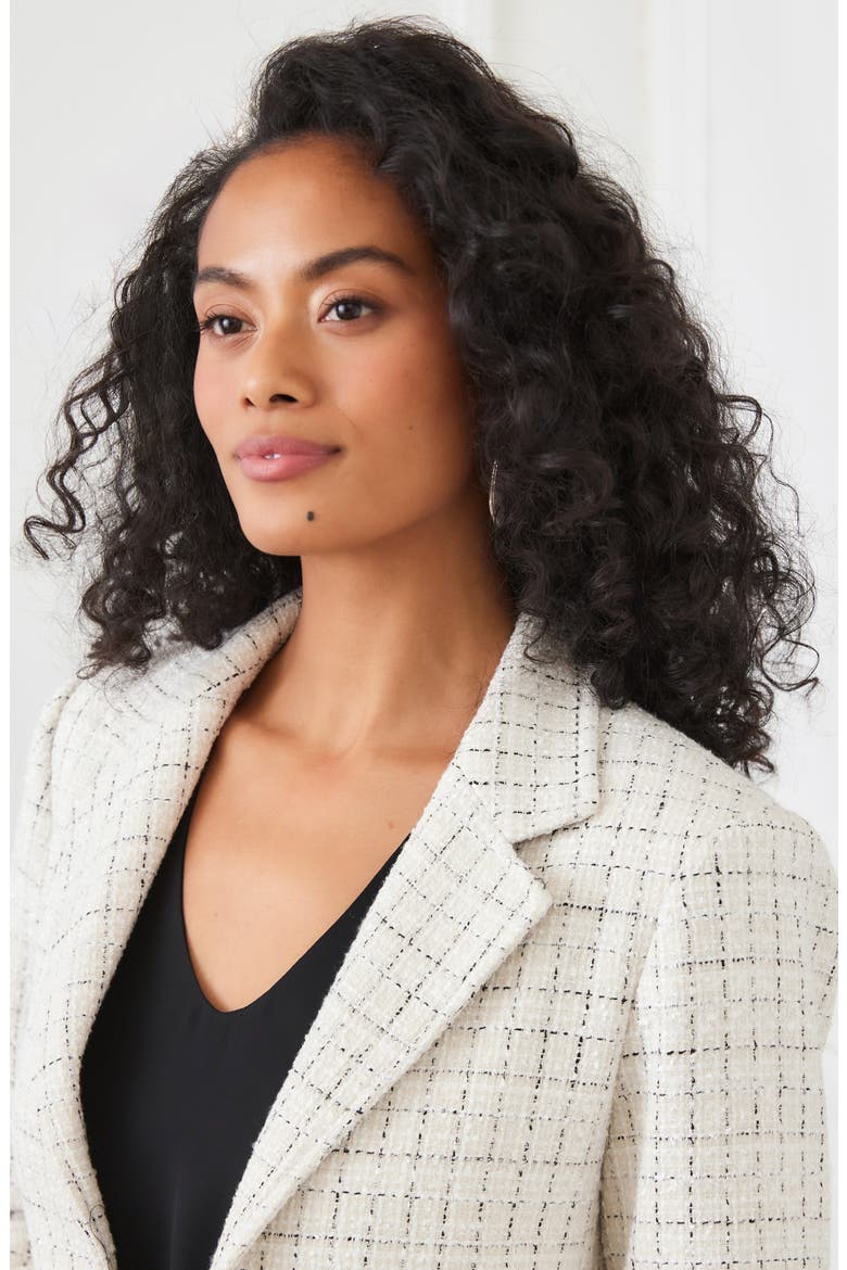 Check Tweed Blazer, Alternate, color, BLACK/ OFF WHITE