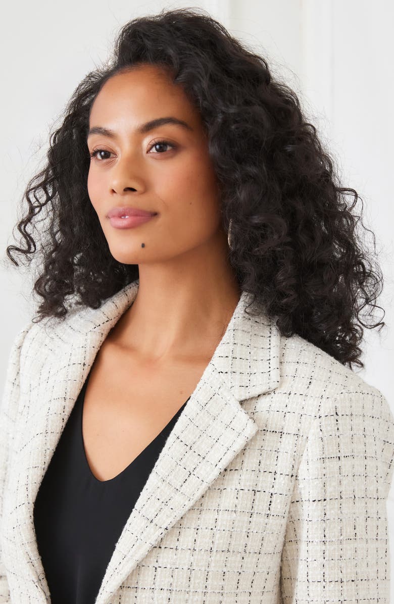 Karen Kane Check Tweed Blazer, Alternate, color, Black/ Off White