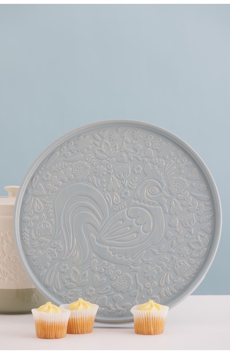 MASON CASH Home to Roost Round Platter, 12-Inch, Alternate, color, Blue