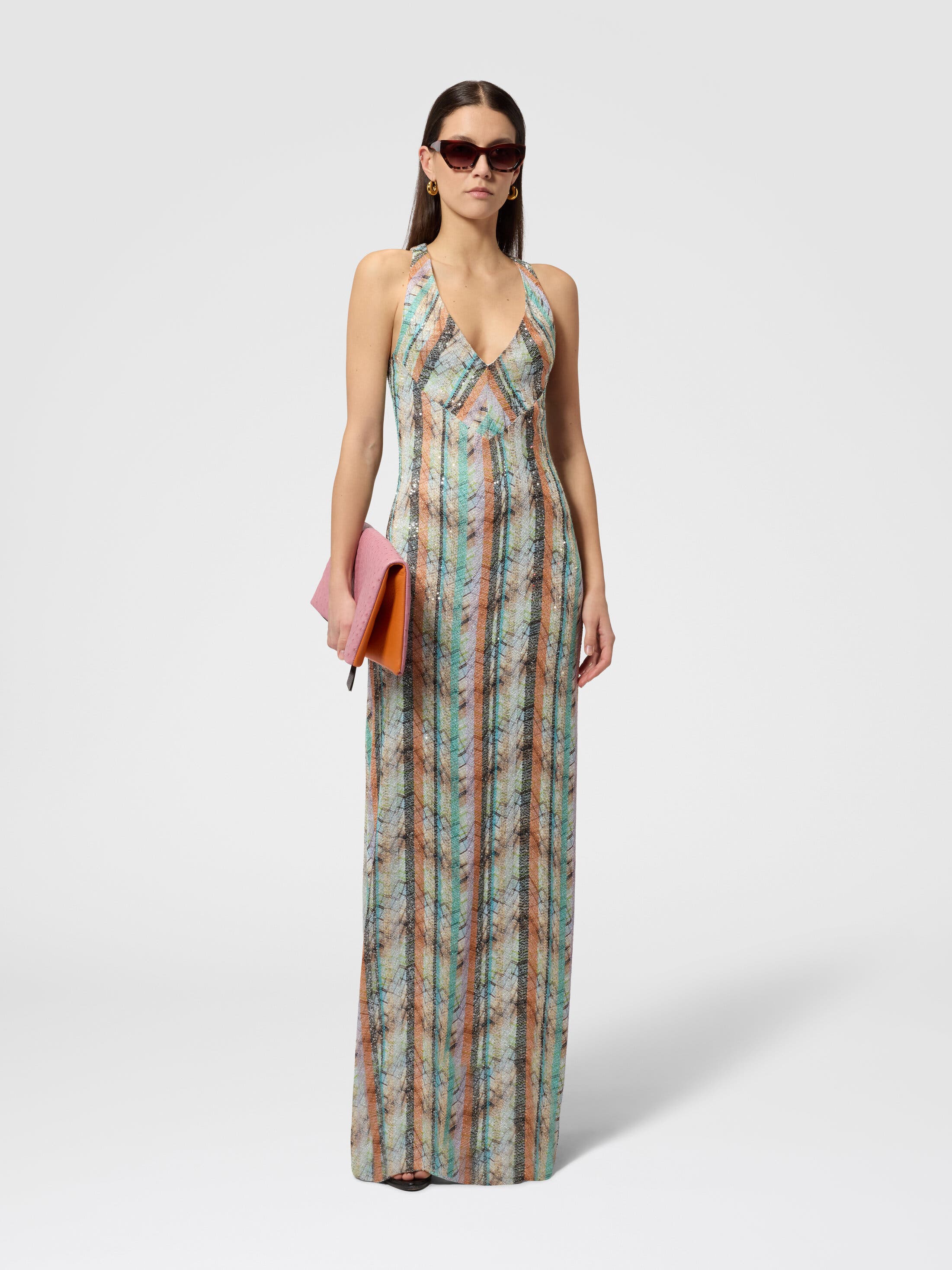 Sleeveless Long Dress In Viscose Lame Blend With Multi-technique Knit - image 2