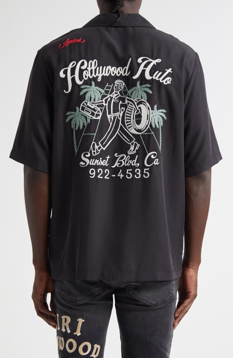 AMIRI Hollywood Auto Bowling Shirt, Alternate, color, Black