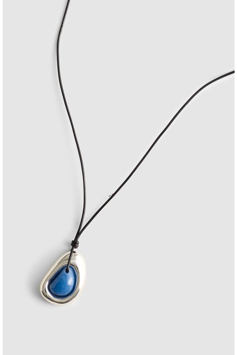 Semiprecious Stone Sculptural Pendant Cord Necklace, Alternate, color, WARM SILVER
