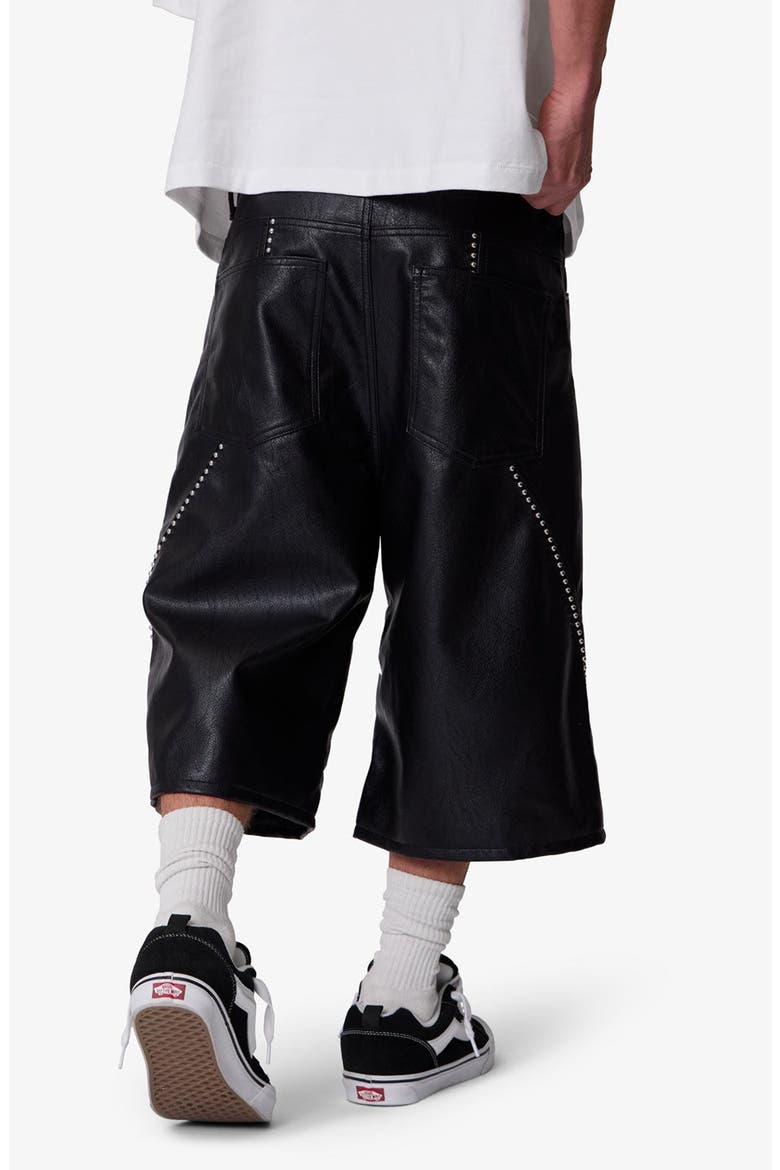 Ultra Baggy Studded Faux Leather Shorts, Alternate, color, BLACK