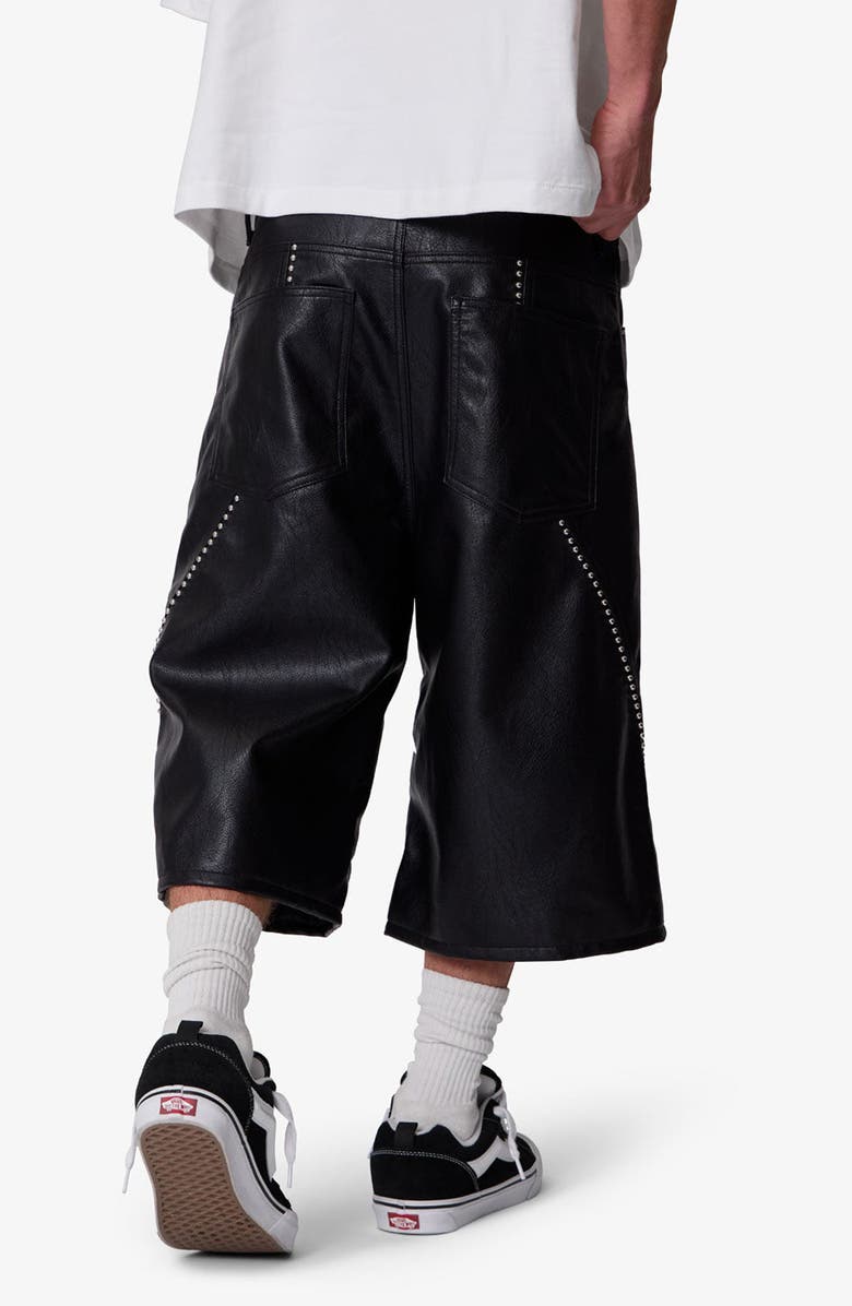 mnml Ultra Baggy Studded Faux Leather Shorts, Alternate, color,