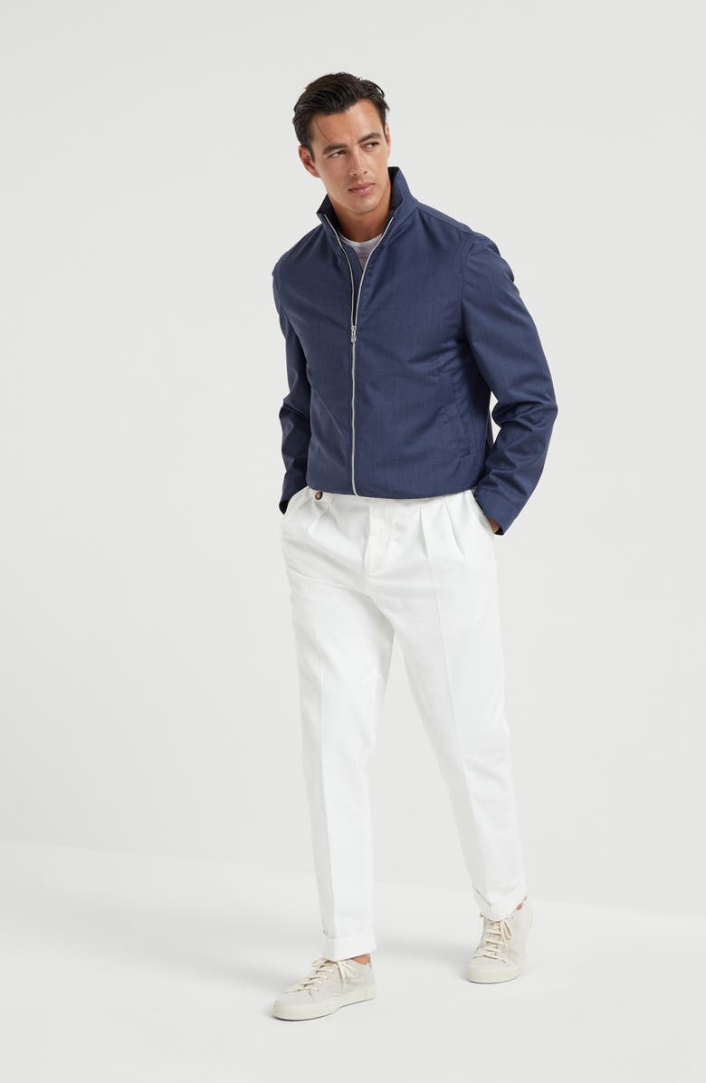 Brunello Cucinelli Bonded fabric bomber jacket, Alternate, color, 