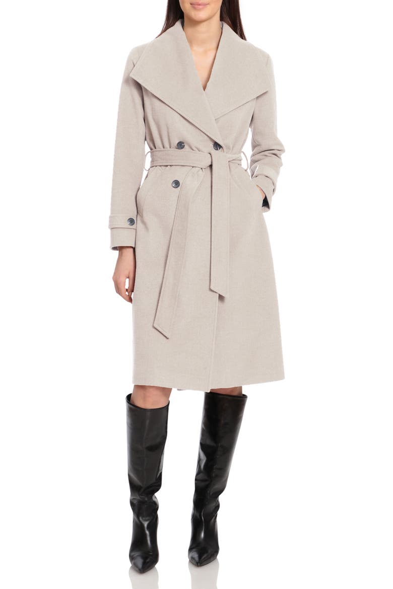 Double Breasted Tie Waist Coat, Main, color, OAT