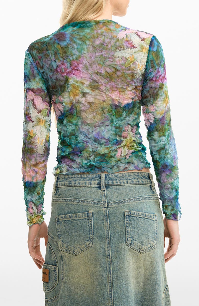 Desigual Crinkle Long Sleeve Crop Top, Alternate, color,