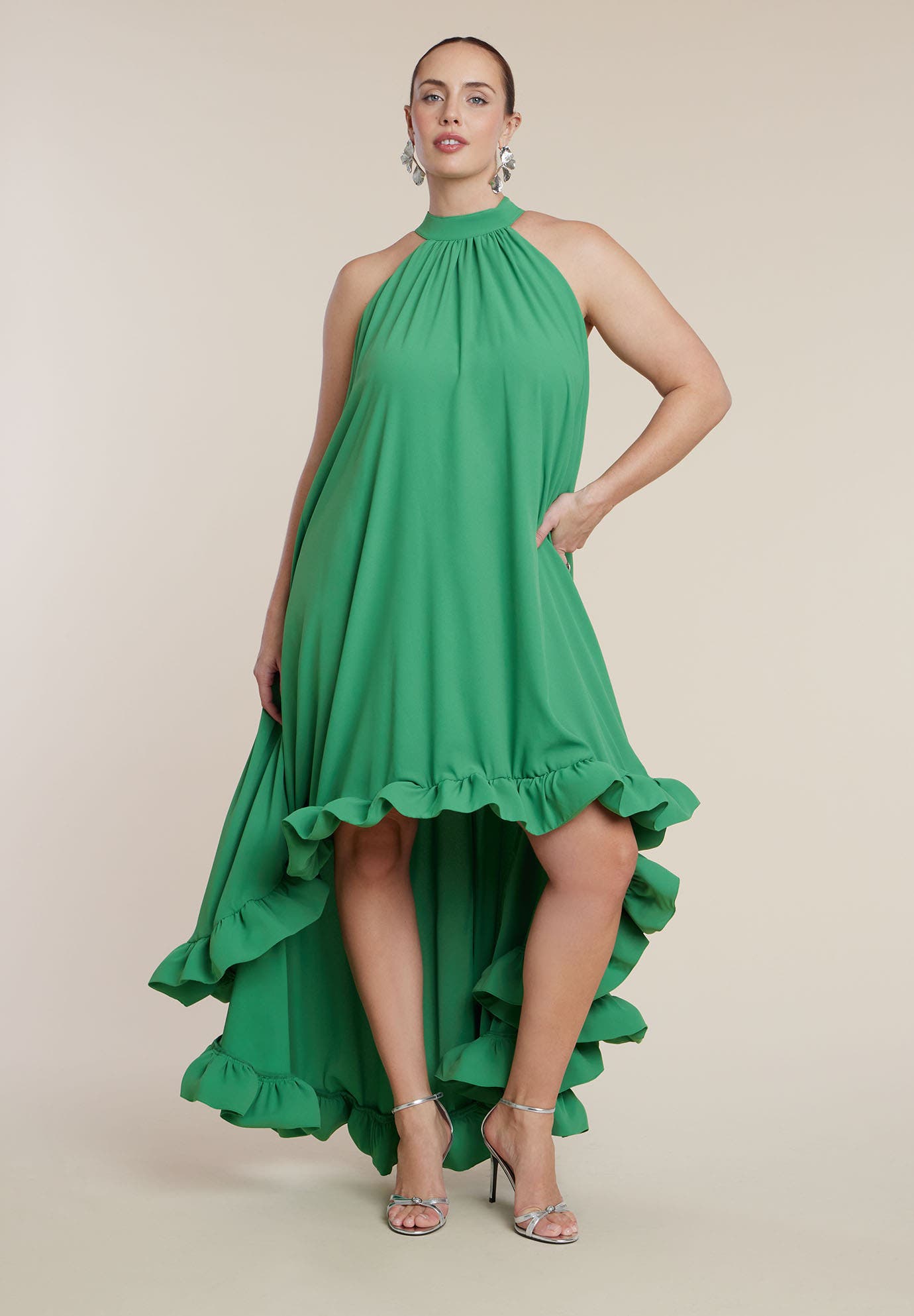 High Low Dramatic Ruffle Detail Dress - image 2