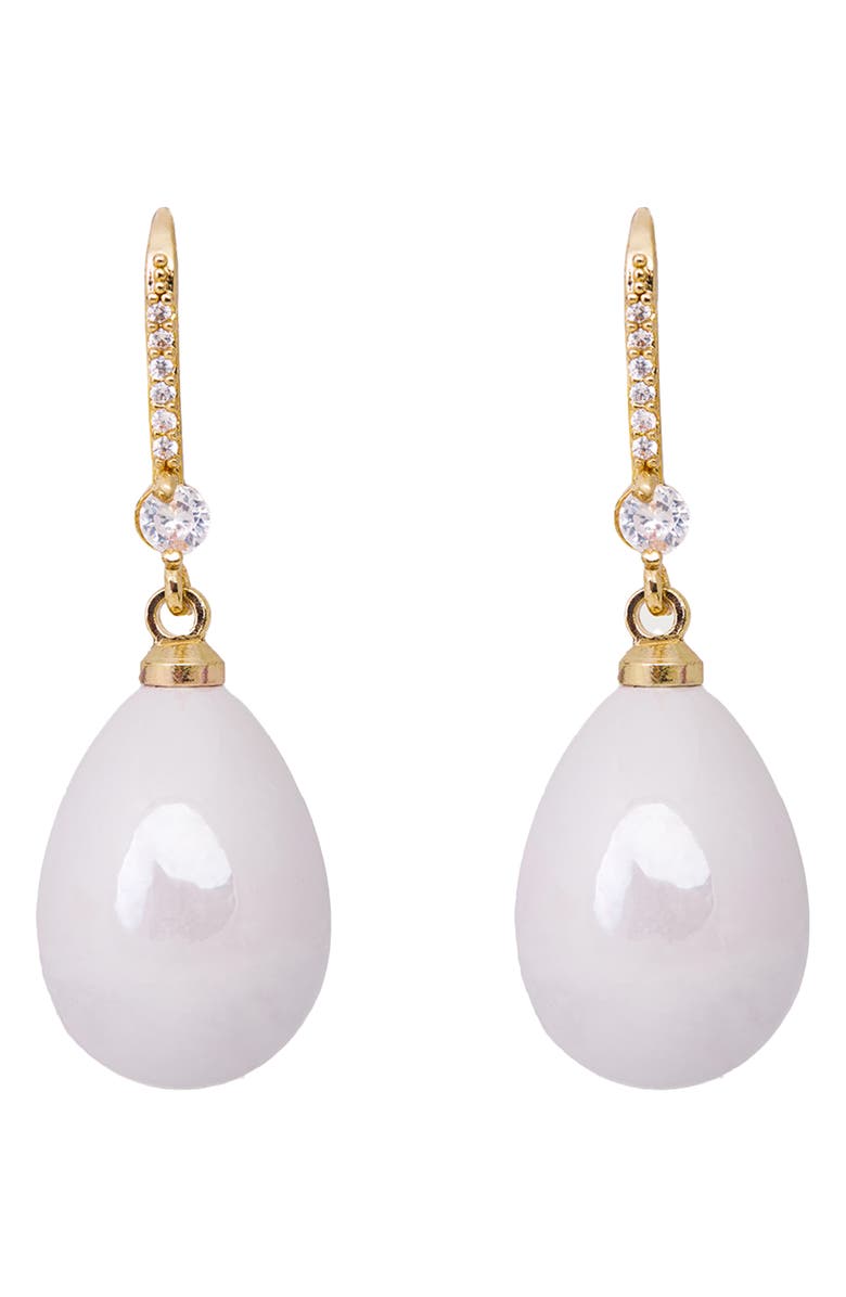 SAACHI Faux Pearl Crystal Dangle Earrings, Main, color, Ivory