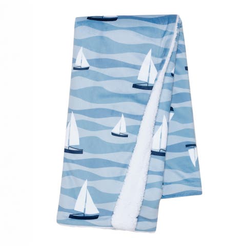 Little Skipper Soft Luxury Nautical Sailboat Fleece Baby Blanket